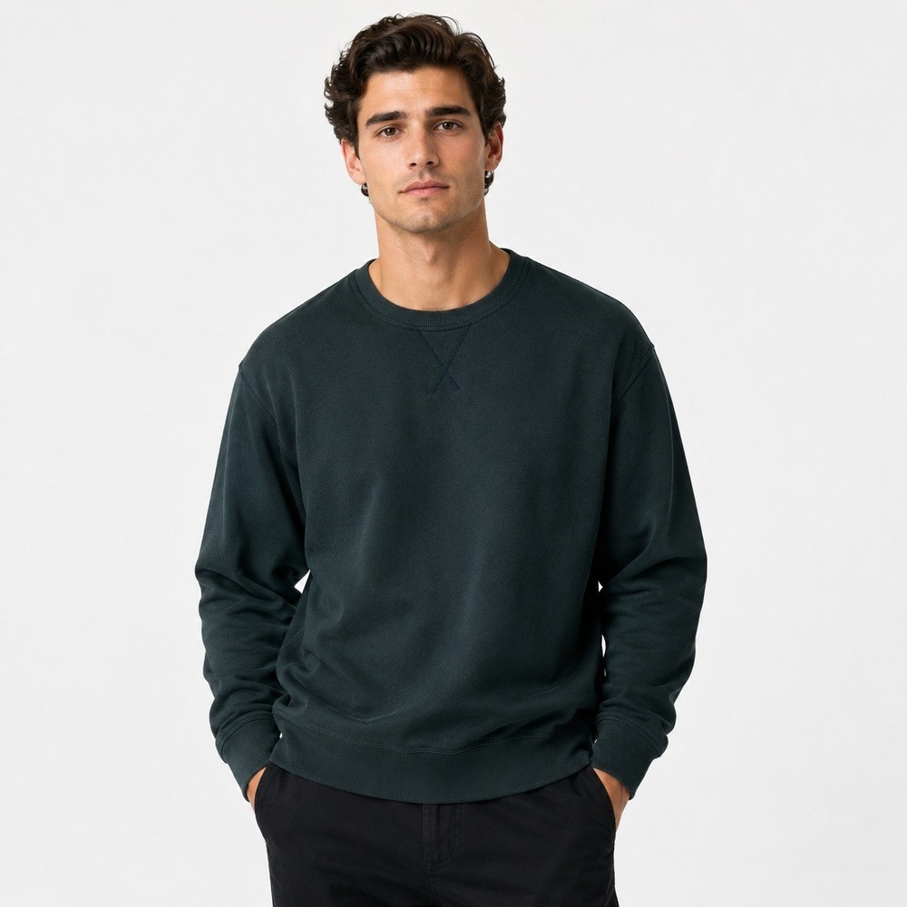 Eddie Bauer Heavyweight XL Forest Green Plush Lined Fleece Crew Neck Sweatshirt